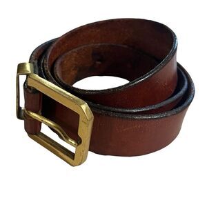 Vintage Coach Italian Brass Buckle Brown Leather Women's Belt